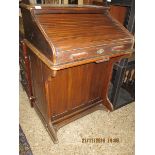 GOOD QUALITY MAHOGANY TAMBOUR FRONTED SINGLE DESK WITH FITTED INTERIOR