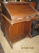 GOOD QUALITY MAHOGANY TAMBOUR FRONTED SINGLE DESK WITH FITTED INTERIOR