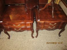 MAHOGANY THREE TIER FOLDING CAKE STAND AND A REPRODUCTION MAHOGANY SIDE TABLE