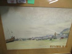 PC, INITIALLED WATERCOLOUR, INSCRIBED "HASTINGS OLD TOWN", 25 X 37CM