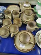 QUANTITY OF DENBY BROWN AND FLORAL GLAZED PART TEA WARES