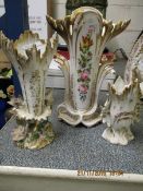 THREE 19TH CENTURY, POSSIBLY COALPORT, HAND PAINTED VASES