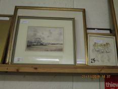 MIXED LOT OF PRINTS, WATERCOLOURS ETC (5)