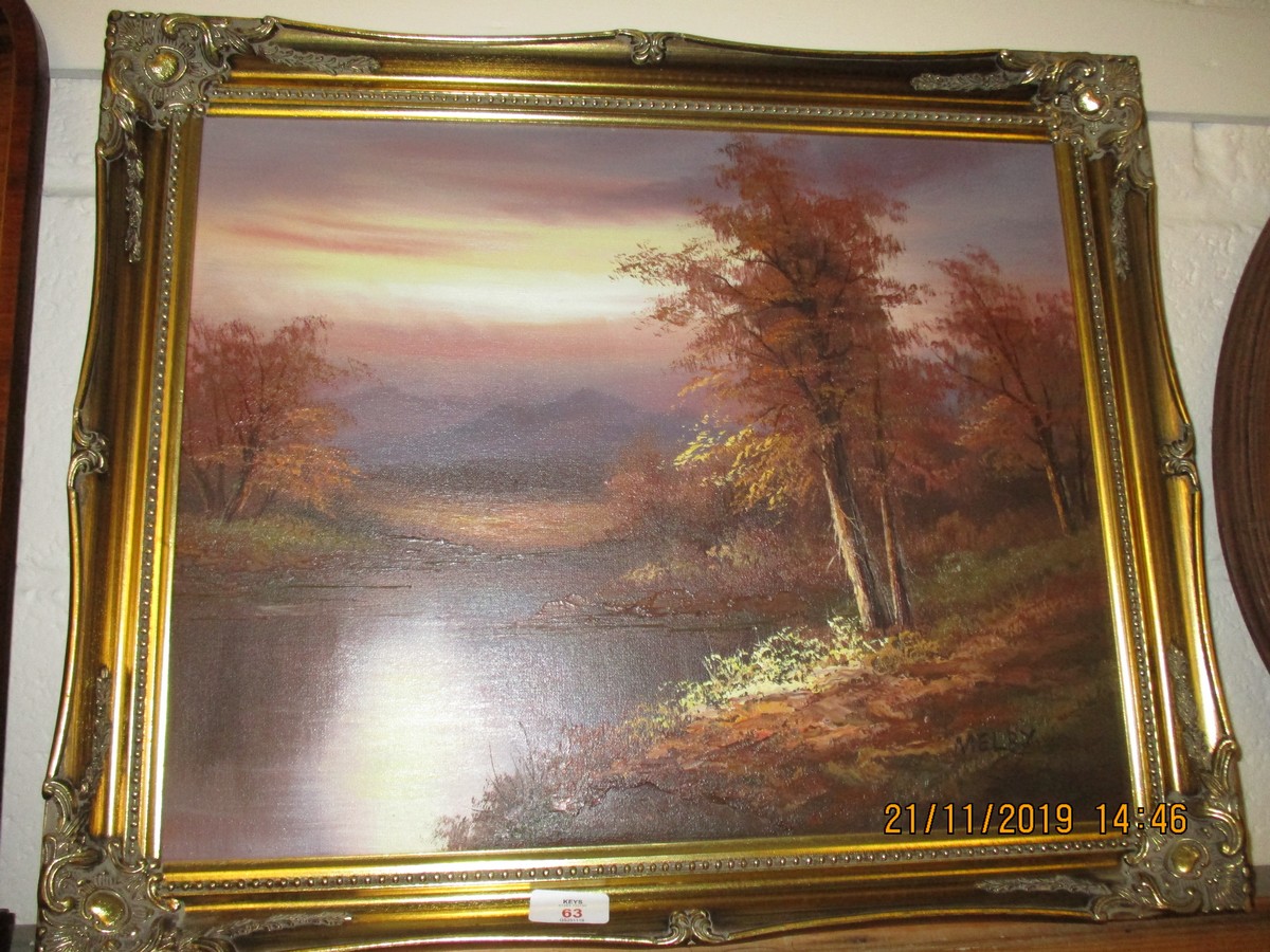 GILT FRAMED CONTINENTAL OIL ON CANVAS SIGNED MELBY