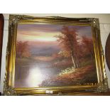 GILT FRAMED CONTINENTAL OIL ON CANVAS SIGNED MELBY