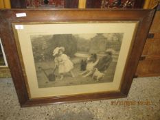 OAK FRAMED PRINT “WHO’S TURN FIRST”