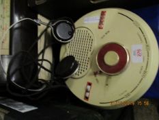 RETRO CIRCULAR PLASTIC DECCA RADIO AND HEADPHONES