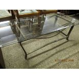 METAL FRAMED RECTANGULAR GLASS TOP COFFEE TABLE