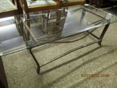 METAL FRAMED RECTANGULAR GLASS TOP COFFEE TABLE