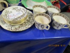 LATE 19TH CENTURY RIDGWAY POTTERY PART TEA SET DECORATED WITH THE DADO PATTERN, COMPRISING 5 CUPS