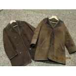 GOOD QUALITY BROWN SHEEPSKIN LINED JACKET TOGETHER WITH ONE OTHER (2)