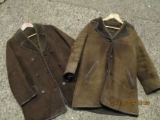 GOOD QUALITY BROWN SHEEPSKIN LINED JACKET TOGETHER WITH ONE OTHER (2)