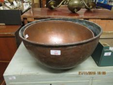 TWO LARGE COPPER BOWLS