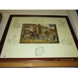 TEAK FRAMED HUNTING PRINT