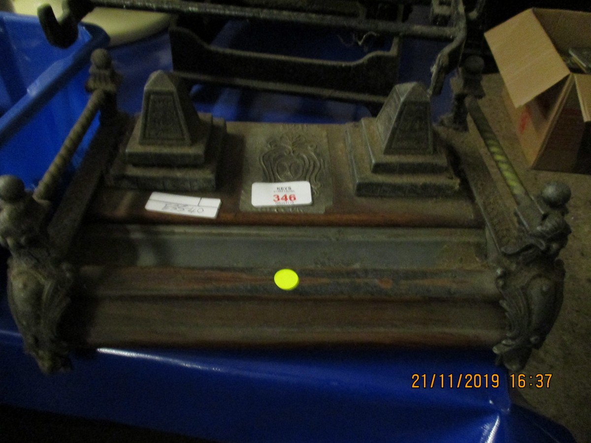 MAHOGANY AND BRASS MOUNTED EGYPTIAN TYPE DESK SET