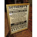 SOTHEBYS OF LONDON REPRODUCTION FRAMED POSTER