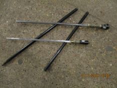 TWO EBONISED AND RESIN SWORD STICKS