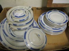 BOX CONTAINING MIXED WHEILDON WARE BLUE PRINTED PART DINNER WARES