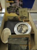 BOX CONTAINING MIXED PHOTOGRAPHS, SILVER PHOTOGRAPH FRAMES ETC