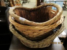 THREE WICKER BASKETS