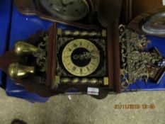 MID-20TH CENTURY DUTCH CUCKOO STYLE CLOCK WITH GILT CHAPTER RING, ROMAN NUMERALS SURROUNDED BY TWO