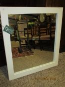 WHITE FRAMED SQUARE WALL HANGING MIRROR