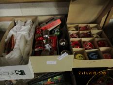 THREE SMALL BOXES CONTAINING MIXED VINTAGE CHRISTMAS DECORATIONS