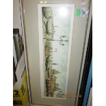 INDISTINCTLY SIGNED IN PENCIL TO MARGIN, COLOURED ETCHING, VENICE, 13 X 54CM