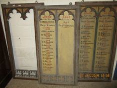 HONOUR ROLL FOR THE ODDFELLOWS LODGE NO 3443 WITH NAMES OF GRAND MASTERS FROM 1884 - 1904 AND 1935-