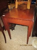 MAHOGANY DROP LEAF TABLE ON TAPERING SQUARE LEGS