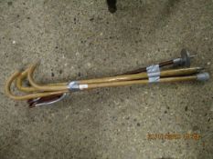 THREE MODERN WALKING STICKS AND A FURTHER SHOOTING STICK