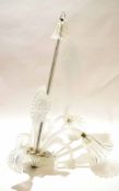 20th century three sconce electrolier interspersed with glass wands, approx 70cm wide