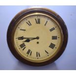 Station clock with Roman numeral dial, brass bound with mahogany border, 33cm diam (complete with