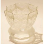 Glass oil lamp shade with engraved floral design, 18cm high