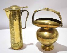 Brass coffee pot and vase, 30cm and 29cm high (2)