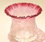 Cranberry coloured glass shade with floral design