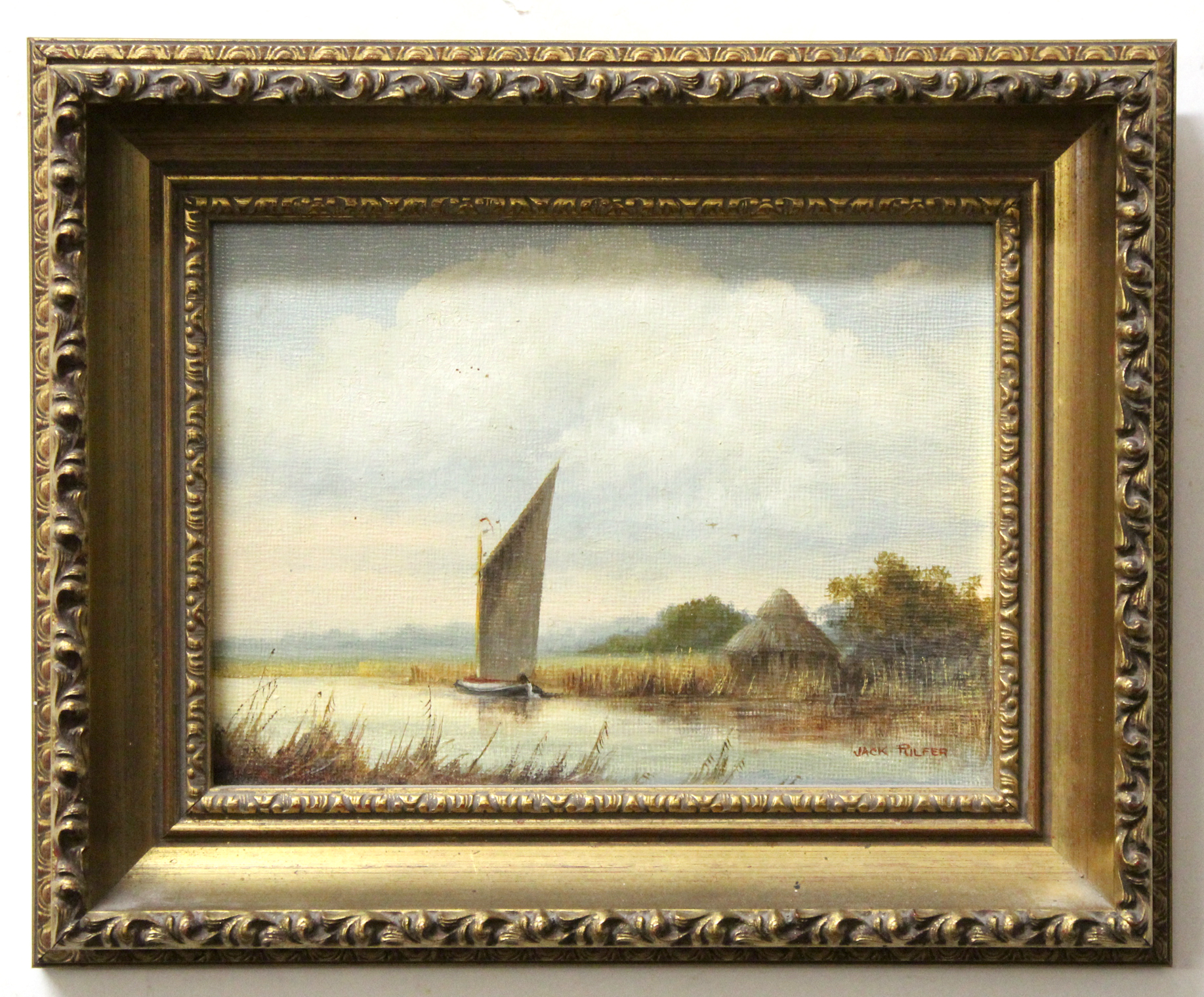 Jack Pulfer, signed pair of oils on board, Broadland scenes, 13 x 18cm (2) - Image 2 of 2