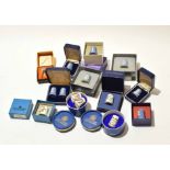 Group of miniature Wedgwood jasperwares and Royal Worcester thimbles, the jasperwares also