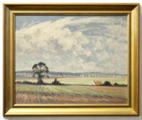 Hugh Boycott Brown, signed oil on board, East Anglian landscape, 39 x 49cm