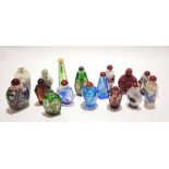 Group of Chinese snuff bottles, all variously decorated (14)
