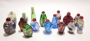 Group of Chinese snuff bottles, all variously decorated (14)