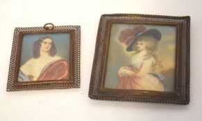 Indistinctly signed 20th century portrait miniature, Head and shoulders portrait of a lady with