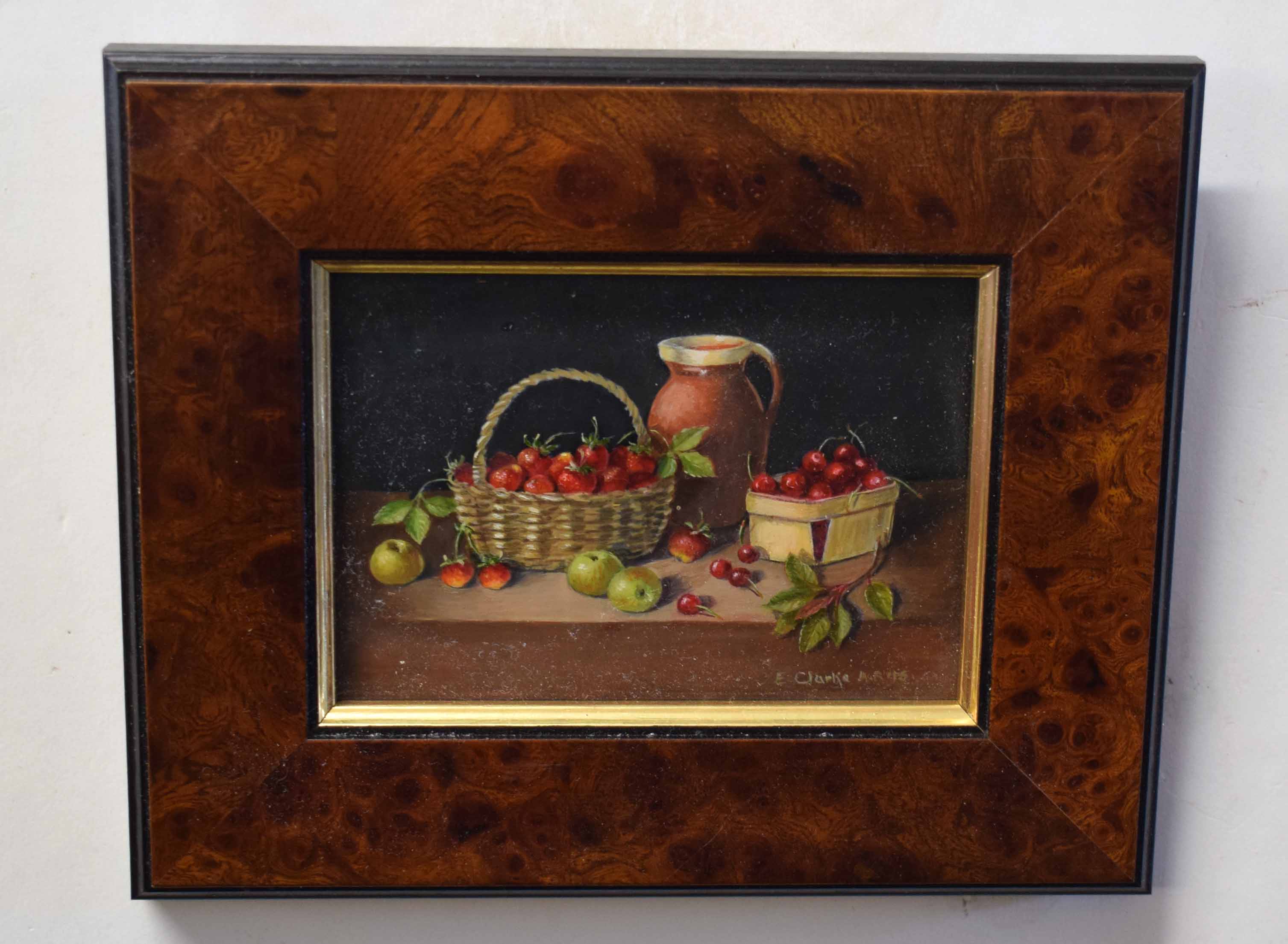 Enid Clarke, ARMS, signed pair of oil miniatures, Still Life studies, 7 x 12cm and 7 x 10cm (2). - Image 2 of 2