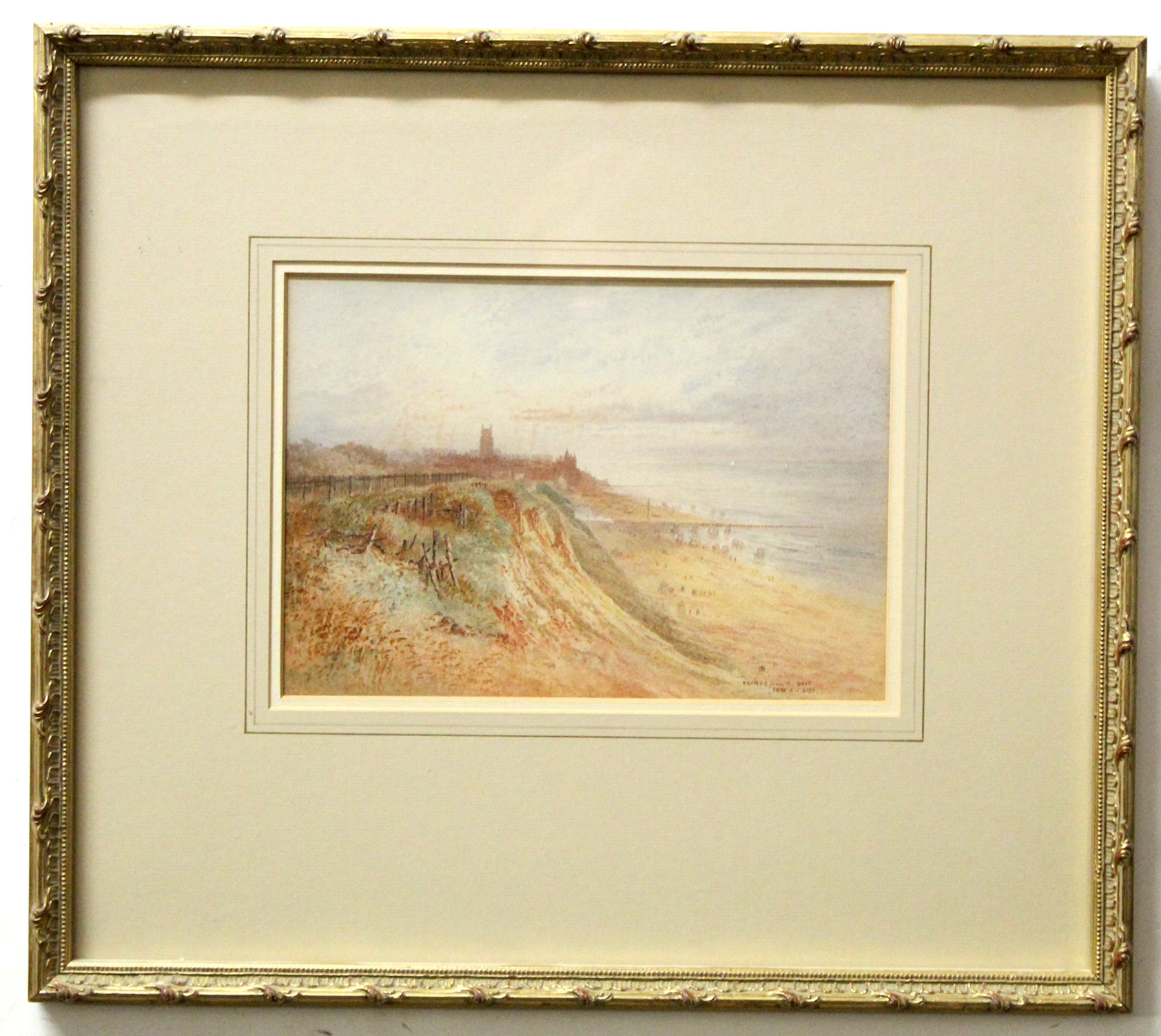 Frederick E J Goff, signed watercolour, inscribed "Cromer from the East", 17 x 24cm