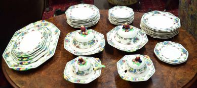 Art Deco Royal Doulton dinner service decorated in the Cromer pattern D4744, impressed mark dated