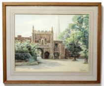 Tom Griffiths, FRSA, signed watercolour, "Ethelbert Gate, Norwich", 36 x 46cm