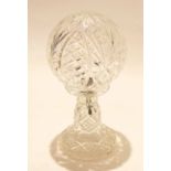 Unusual cut glass table lamp with shade, 32cm high