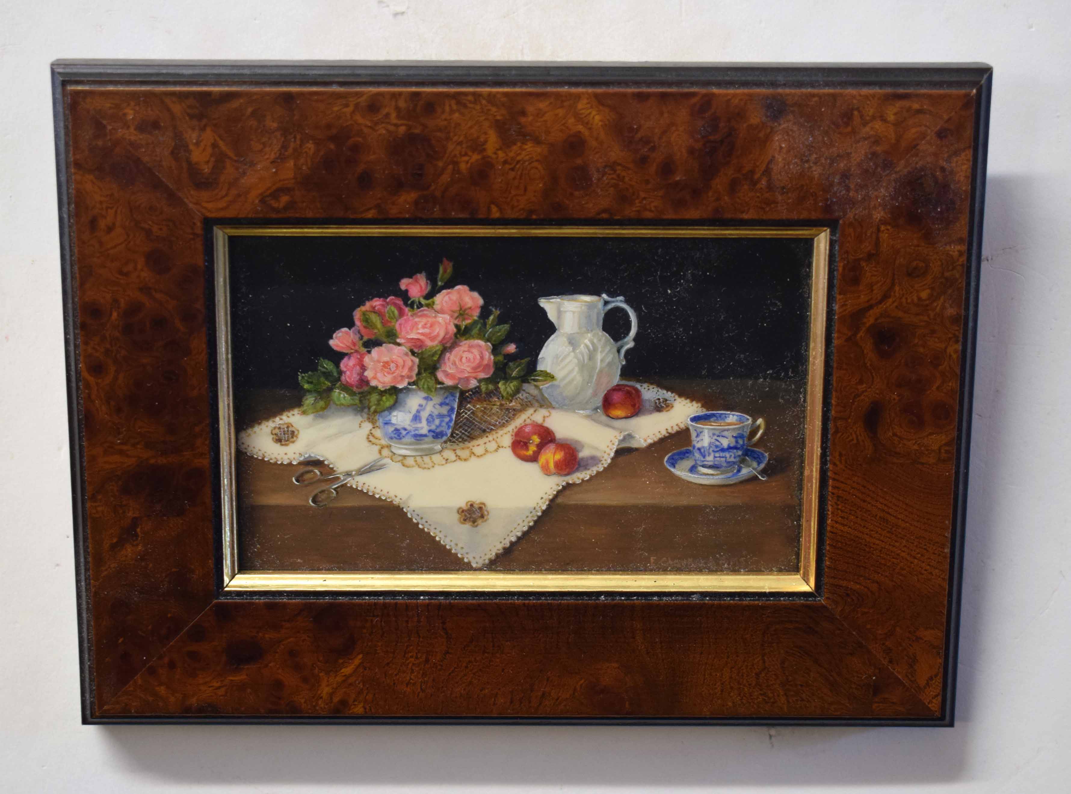 Enid Clarke, ARMS, signed pair of oil miniatures, Still Life studies, 7 x 12cm and 7 x 10cm (2).