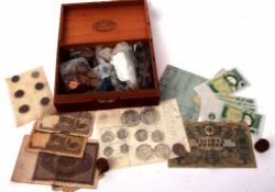 Mixed Lot: assorted UK and World bank notes, together with a large quantity of mostly UK coinage,