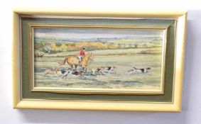 Jason Partner, one signed, group of three watercolours, Hunting scenes, 9 x 19cm (3)